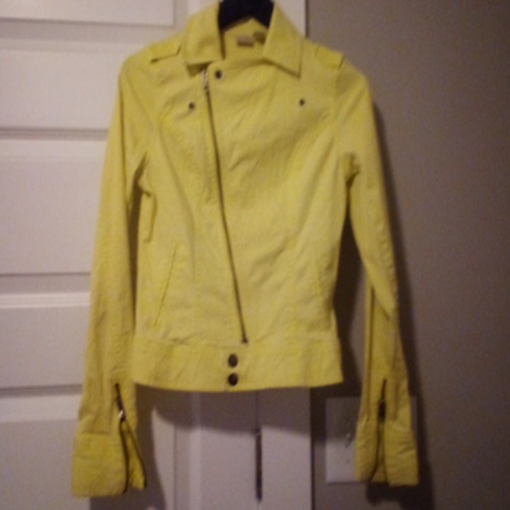 Neon yellow fun zip down cotton jacket